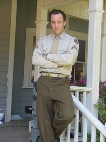 Alex O'Loughlin in costume for a flashback sequence.