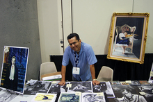 Robert Aragorn at his table in Artists' Alley