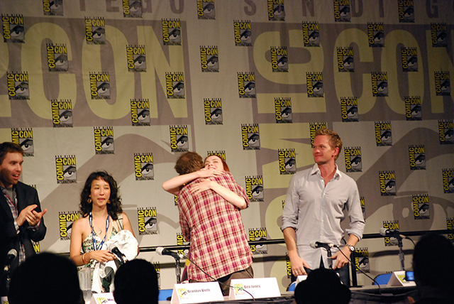 Cast and Crew of Dr. Horrible take the stage after the screening