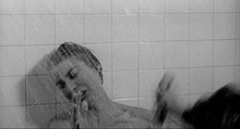 Marion Crane (Janet Leigh) picks a bad day to take a shower in Alfred Hitchcock's Psycho (1960).